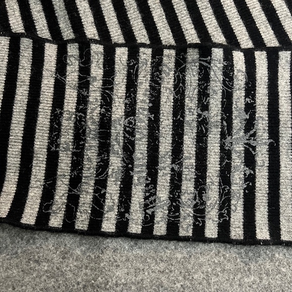 NORDSTROM Black & Grey Striped Wool Scarf 8' Long - Picture 3 of 5